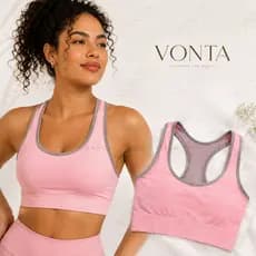 Top Fitness Feminino Com Bojo VONTA Alça Nadador Costas Respirável Barra Larga Academia Yoga Caminhada