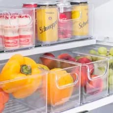 Organizador De Geladeira Multiuso Transparente Caixa Organizadora Geladeira Armário Cozinha Resistente