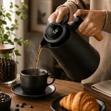 Garrafa Térmica Café 1L Com Termômetro Digital LED Inteligente Para Café Chá Antivazamento