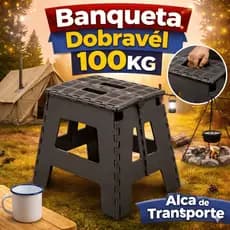 Banquinho Dobrável Portátil Banqueta Banco 100kg Adulto Criança Pescaria Camping Antiderrapante