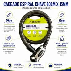 CADEADO ESPIRAL PARA BICICLETA C/ CHAVE 80CMX15MM