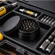 Porta Bits/Ponteira Redondo com Tampa Rosqueável – Organizador Compacto Preto para Parafusadeira