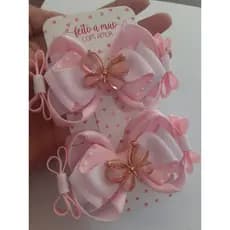 laço parzinho amora sheila com aplique de borboleta/laço de luxo infantil menina 003