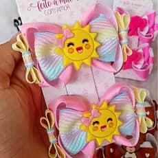 laço infantil de menina/laço parzinho/laço com aplique de sol/bico de pato, Xuxinha ou faixa de bebê/cod005