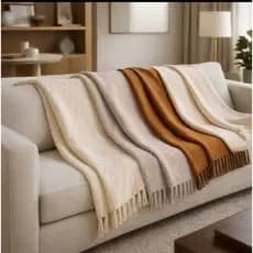 Manta Xale Moderna Boho – Tranças Geométricas e Charme Rústico 1,60x1,60m