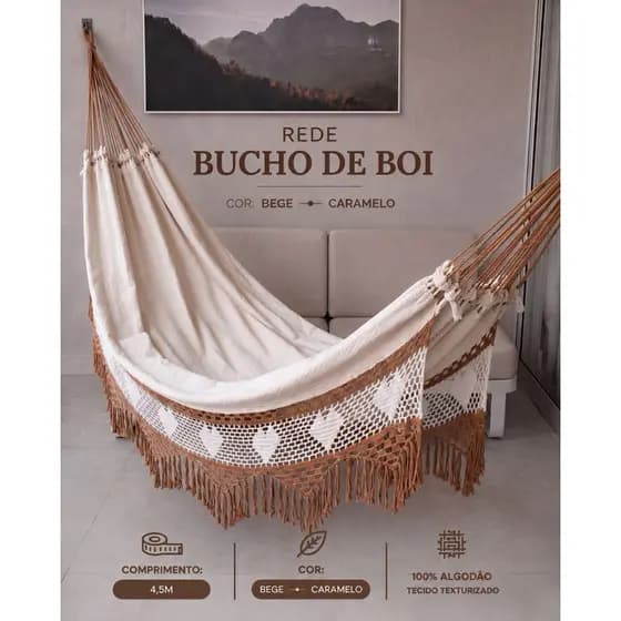 Rede De Dormir Descanso Bucho De Boi Luxo gigante 4,5m - Envio Imediato - Luxo Para Casa até 350 kilos