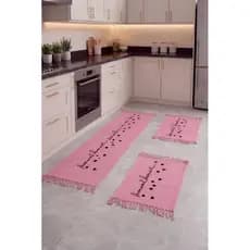 Tapete para Cozinha 3 Peças Kit com Passadeira Estampa Geométrica Grande Jogo de Cozinha Fácil de Limpar e Resistente
