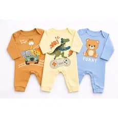 Kit 3 Macacão Bebe Sortidos Masculino Estampado