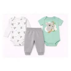 Kit Body Bebe 3 Peças Manga Longa, Manga Curta E Calça