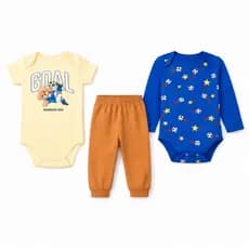 Kit Body Bebe 3 Peças Manga Longa, Manga Curta E Calça