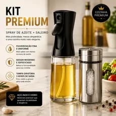 Spray Azeite 220ml Borrifador Óleo + Saleiro Inox Premium Cozinha Gourmet