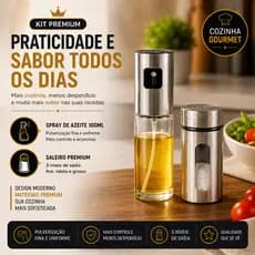Spray Azeite 100ml Borrifador Óleo + Saleiro Inox Premium Cozinha Gourmet