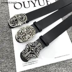 Cinto Masculino Retro com Fivela em Relevo Cruzado Y2k Punk Cintura Decorativa para Acessórios de Jeans Kingji