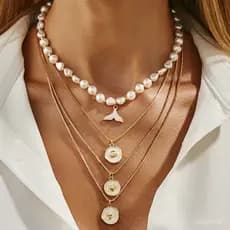 Colar de pingente de cauda de peixe em forma de concha com gota de óleo estilo oceano, colar de corrente de clavícula