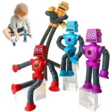 Brinquedo Robô estica e puxa com ventosa com luz