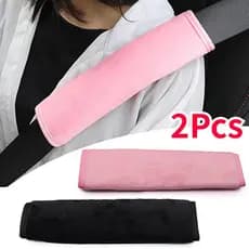 2pcs Cinto de Segurança Protetor de Ombro para Carro Capa Xadrez Rosa Almofada Macia Acessórios
