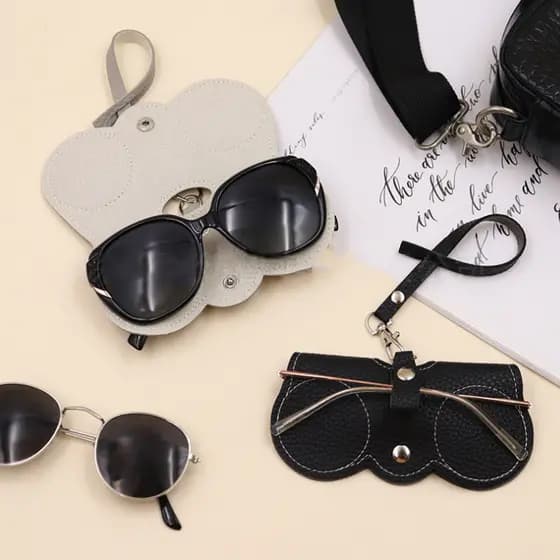 Estojo De Óculos De Couro PU Premium , Bolsa Simples Para Pendurar Sol , Portátil , Criativo