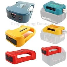 Adaptador De Carregador USB Compatível Para Makita/Dewalt/Milwaukee 18V Li-ion com porta USB tipo C (sem bateria)