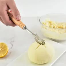 TKEY Cortador De Massa Pão Pastelaria Cabo De Madeira Curvo Baguette Torrada Slicer 5 Acessório De Cozimento De Aço Inox