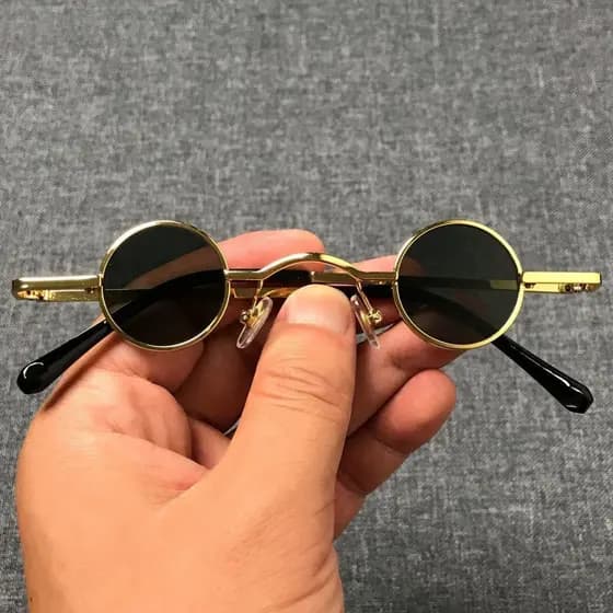 Óculos De Sol Redondos Punk Príncipe RETRO SUNGLASSES Forma Côncavo Masculina E Feminina Ultra Pequeno Armação Hip Hop