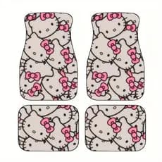 4 peças de tapetes de pés de carro impressos Hello Kitty Sanrio, tapetes de carro de Material durável antiderrapante, ad