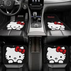 Um tapete de carro, 4 tapetes hello kette, lindos Designs de padrões, fofos e atraentes, é Ideal para carros, caminhões