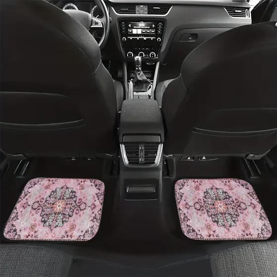 Conjunto de 4 peças de tapetes universais para pés de carro, padrões de padrão retrô de base, tapetes de pés de carro co