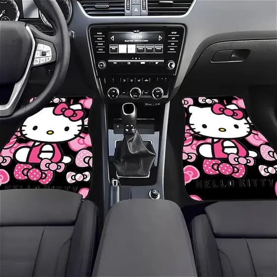 4 peças um tapete de carro fofo da Hello Kitty Sanrio impresso tapete de pés de carro, tapete de carro de Material duráv