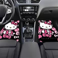 4 peças um tapete de carro fofo da Hello Kitty Sanrio impresso tapete de pés de carro, tapete de carro de Material duráv