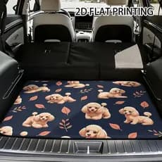 Pacote de 1 peça Tapete de porta-malas de carro com lindo padrão de cachorro e folha de Poodle, pode ser usado como tape