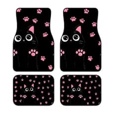 4pc rosa pata impressão gato preto carro pé esteira doce Pet moinho de vento pé esteira adequado para todos os modelos d
