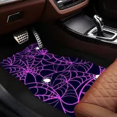 4 peças padrão de teia de aranha roxa moda arte tapetes de pés de carro quatro estações Universal, confortável durável,