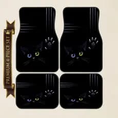 Conjunto de quatro peças de almofadas para pés de carro com padrão de gato preto projetadas para carros Hatchback e carr