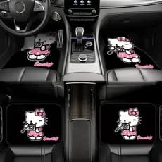 Pacote de 4 peças Sanrio Hello Kitty Fun Camera Style Tapetes para pés de carro adequados para carros, SUV e caminhões,