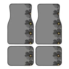 4 unidades, tapetes de carro Aparência requintada com design de padrão de flor cinza Tema de tapete de pés de carro, des