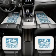 Tapete de pés de carro com padrão campeão de quatro peças - decorações de carro elegantes, duráveis e fáceis de lavar à