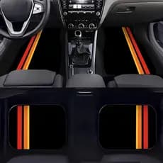 Tapete de pés de carro estampado listrado de três cores. Material de fibra de poliéster, fácil de limpar. Design antider