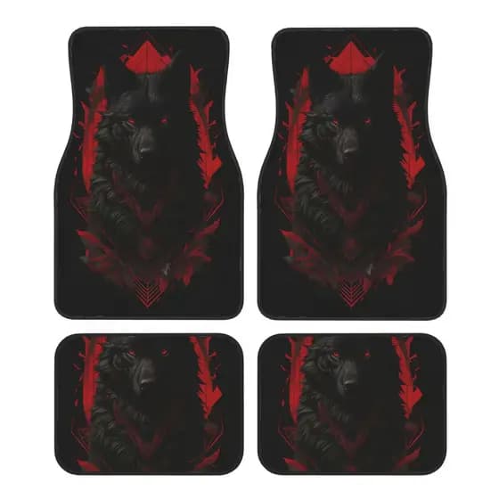 4 peças, tapetes de carro Aparência requintada com tema de tapetes de carro com logotipo Animal Wolf, padrões personaliz