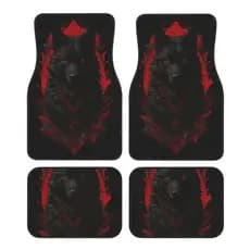 4 peças, tapetes de carro Aparência requintada com tema de tapetes de carro com logotipo Animal Wolf, padrões personaliz