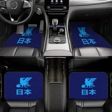 Conjunto de 4 peças de tapetes de pés de carro estampados em estilo japonês, adequados para a maioria dos modelos de car