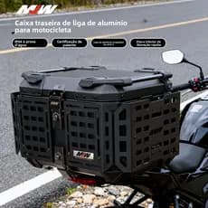 Baú Moto 45L Alumínio Preto - Impermeável com Fechamento Reforçado, Estilo Blindado, Ideal para Scooters e Passeios