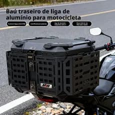 Baú Moto 45L Alumínio Preto - Impermeável com Fechamento Reforçado, Estilo Blindado, Ideal para Scooters e Passeios