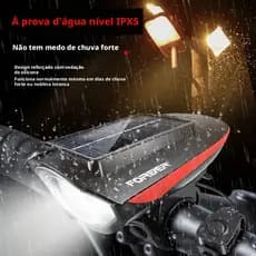 Motocicleta [carga dupla Solar + buzina] farol-iluminação noturna Super brilhante para ciclismo, alta potência recarregá