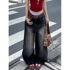 Calças Jeans Femininas 2026, Novidade Tendência, Estilo Retrô Americano, Tamanhos Grandes, Lavagem Desgastada, Branco Ti