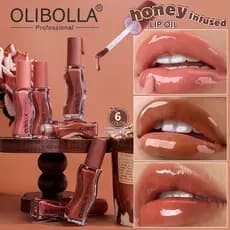 Óleo labial com sabor de sorvete OLIBOLLA, brilho labial com efeito de espelho e brilho aquoso, não transfere facilmente