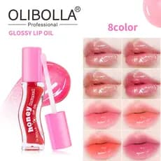OLIBOLLA Brilho Labial Cristal Espelhado, Óleo Labial Não Pegajoso, Cor Labial de Longa Duração, Volumizador de Lábios,