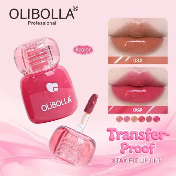 OLIBOLLA Brilho Labial Não Adesivo com Fixação de Cor, 6 Cores, Efeito Espelhado, Hidratante e Iluminador, Maquiagem HWA