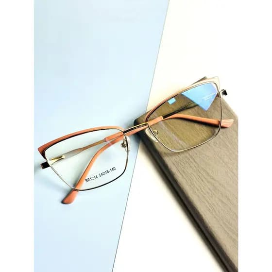 Óculos Retro Cat-Eye com Lentes Planas Anti-Luz Azul, Leves e Elegantes, Adequados para Mulheres - BR1214