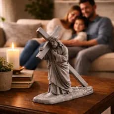 Estátua Jesus Carregando a Cruz ✝️ | Imagem Religiosa  Decoração de Fé e Presente Espiritual