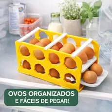 Organizador de Ovos Deslizante Automático | Porta Ovos Prático para Geladeira FIFO